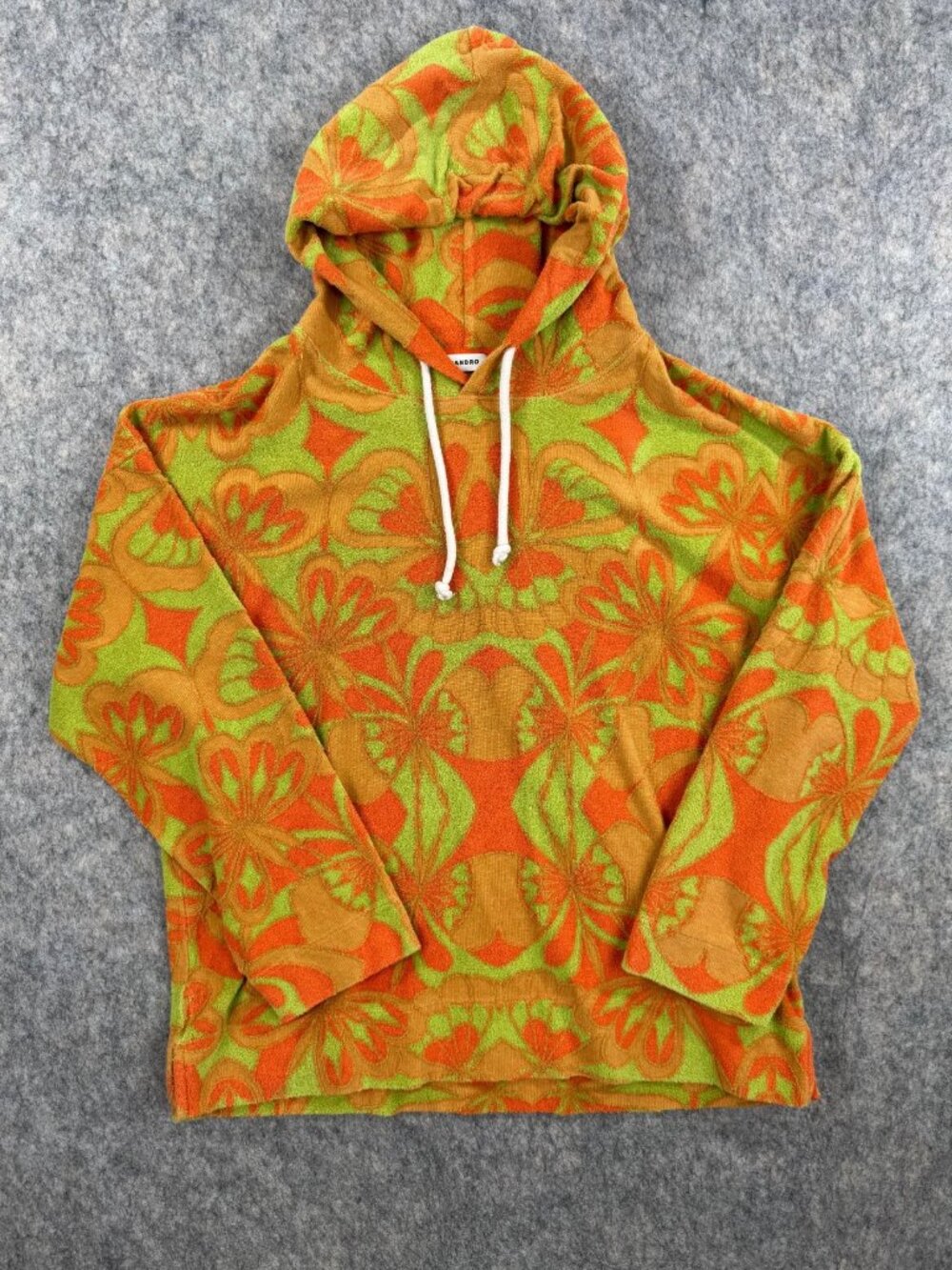 Sandro Mens Psyche Floral Hoodie Sz M Terrycloth